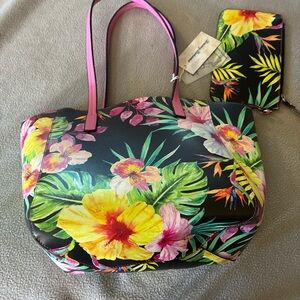 Vera Bradley Tropical Floral Tote with Pink Accents